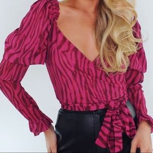 For love and lemons zebra print wrap top